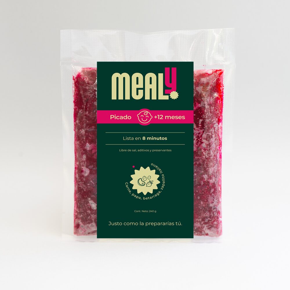 Picado de Carne congelado para bebés | Natural, sin sal, 240gr | Mealy