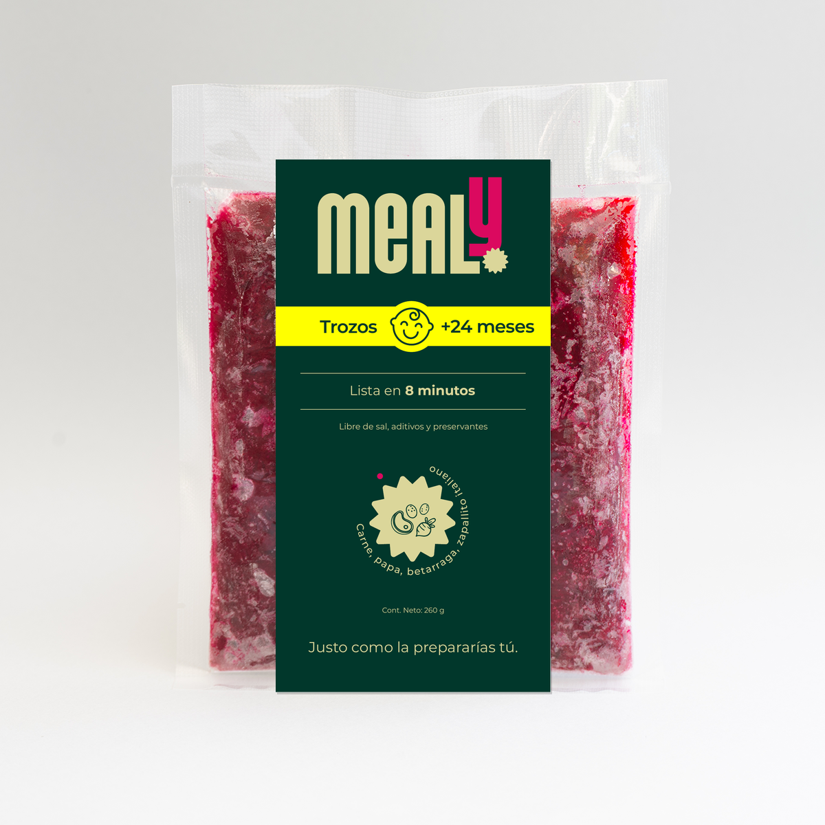 Trozos de Carne congelado para niños pequeños | Natural, sin sal, 260gr | Mealy 1 Trozos de Carne congelado para niños pequeños | Natural, sin sal, 260gr | Mealy