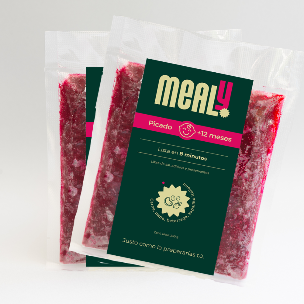 Pack x2 Picado de Carne congelado para bebés | Natural, sin sal, 240gr | Mealy