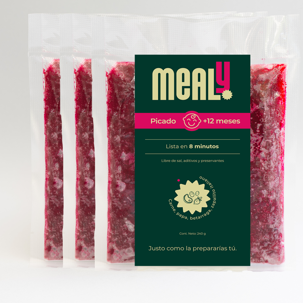 Pack x3 Picado de Carne congelado para bebés | Natural, sin sal, 240gr | Mealy