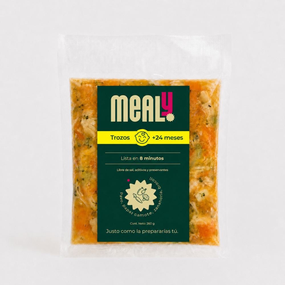 Trozos de Pavo congelado para niños pequeños | Natural, sin sal, 260gr | Mealy