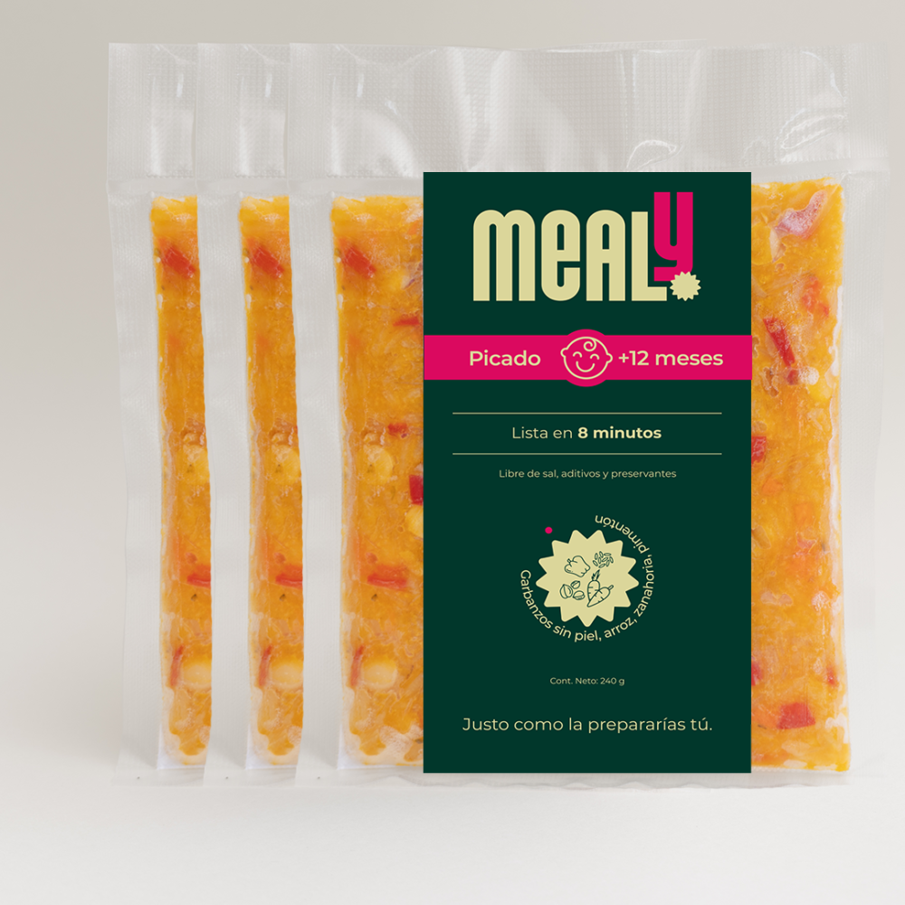 Pack x3 Picado de Garbanzos sin piel congelado para niños pequeños | Natural, sin sal, 240gr | Mealy