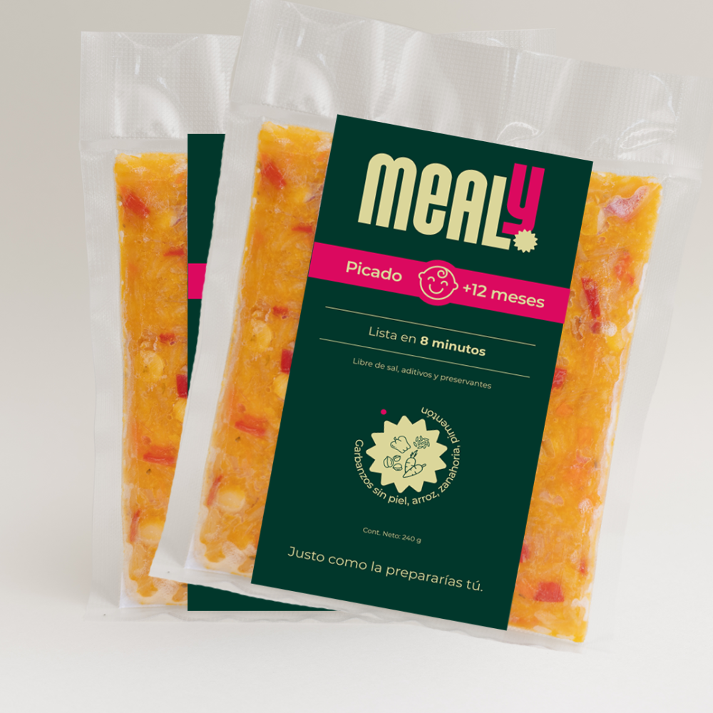 Pack x2 Picado de Garbanzos sin piel congelado para niños pequeños | Natural, sin sal, 240gr | Mealy