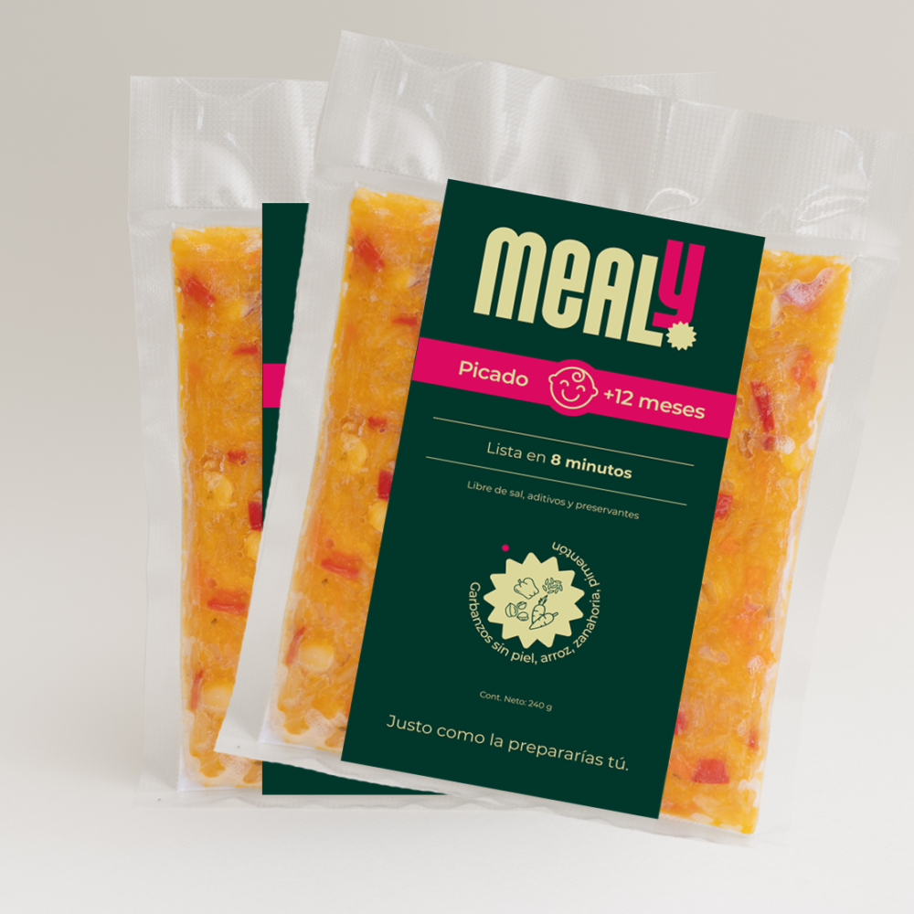 Pack x2 Picado de Garbanzos sin piel congelado para niños pequeños | Natural, sin sal, 240gr | Mealy