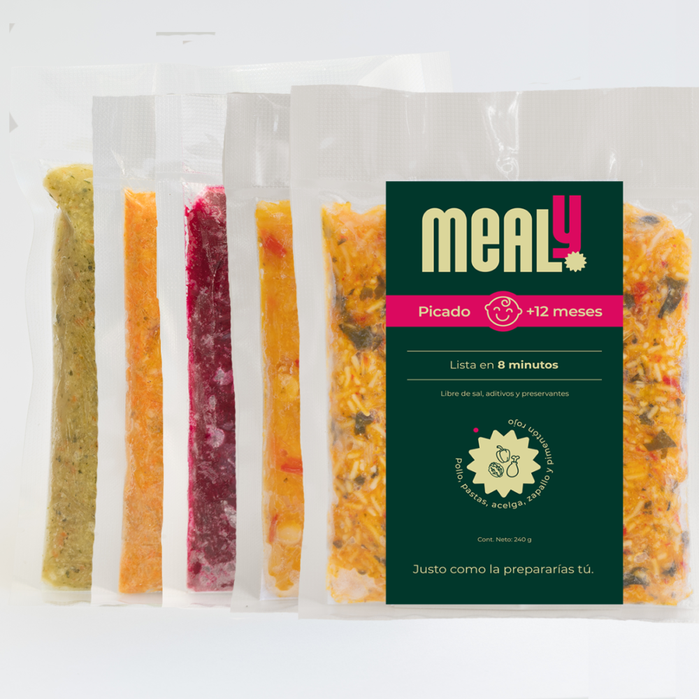 Pack x5 Picado de Carne, Pollo, Pavo, Lentejas y Garbanzos congelados para niños pequeños | Natural, sin sal, 240gr | Mealy